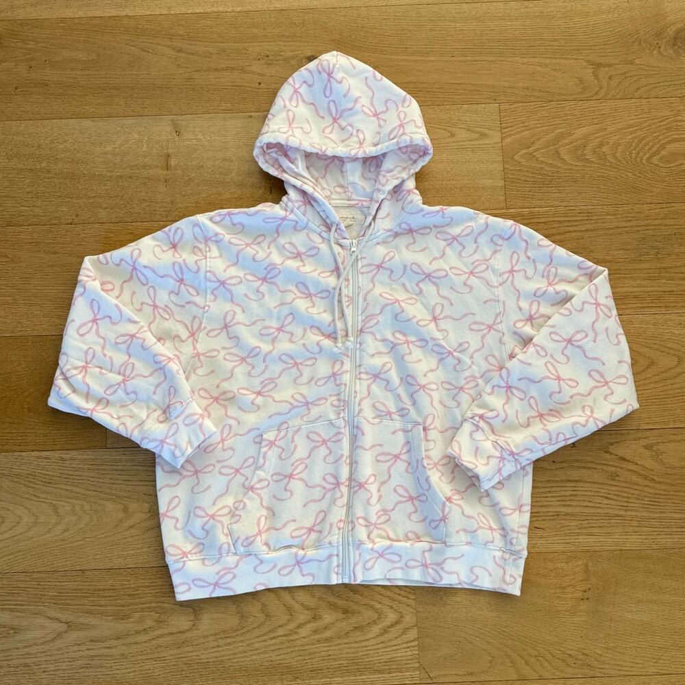 Aeropostale Cloud Soft Zipper Hoodie Size S in White Pink